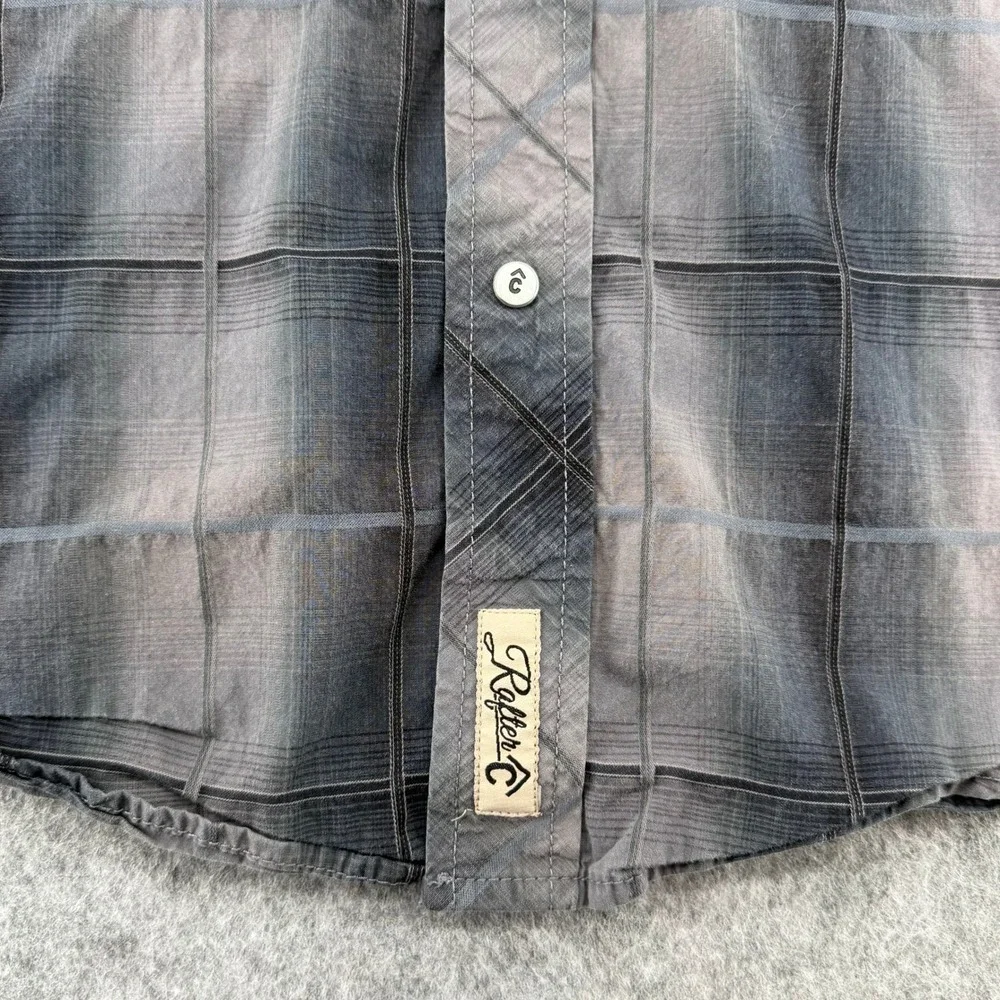Rafter C Cavenders Mens Grey Plaid Western Pearl Snap Long Sleeve Shirt XL